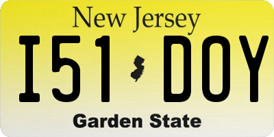 NJ license plate I51DOY