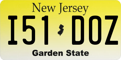 NJ license plate I51DOZ