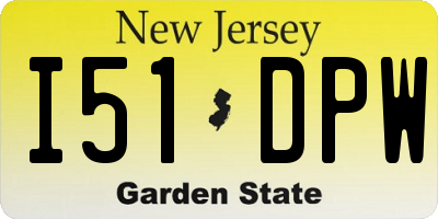 NJ license plate I51DPW