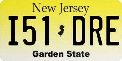 NJ license plate I51DRE
