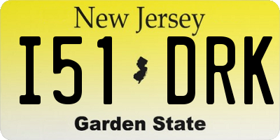 NJ license plate I51DRK
