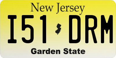 NJ license plate I51DRM