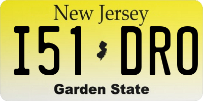 NJ license plate I51DRO