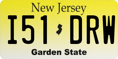 NJ license plate I51DRW