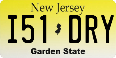 NJ license plate I51DRY