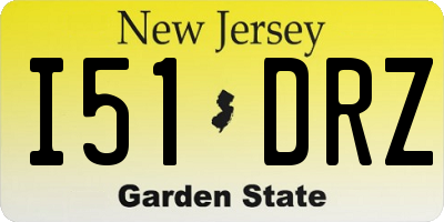 NJ license plate I51DRZ