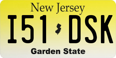NJ license plate I51DSK