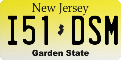 NJ license plate I51DSM