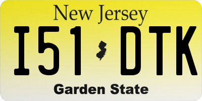 NJ license plate I51DTK