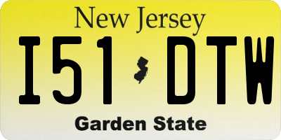 NJ license plate I51DTW