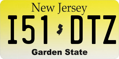 NJ license plate I51DTZ