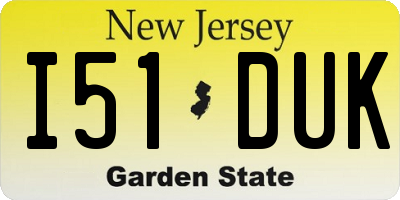 NJ license plate I51DUK