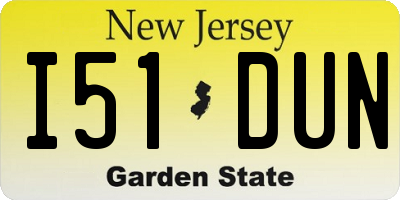 NJ license plate I51DUN
