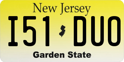 NJ license plate I51DUO