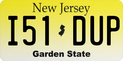 NJ license plate I51DUP