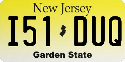 NJ license plate I51DUQ