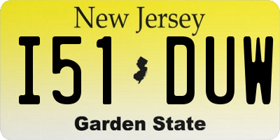 NJ license plate I51DUW