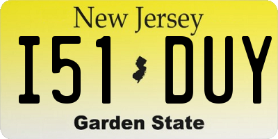 NJ license plate I51DUY