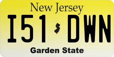 NJ license plate I51DWN