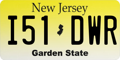NJ license plate I51DWR