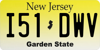 NJ license plate I51DWV
