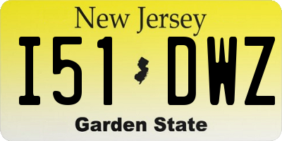 NJ license plate I51DWZ