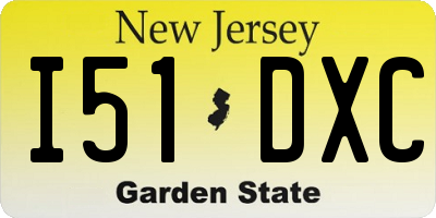 NJ license plate I51DXC