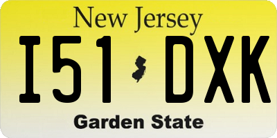 NJ license plate I51DXK