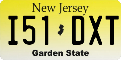 NJ license plate I51DXT