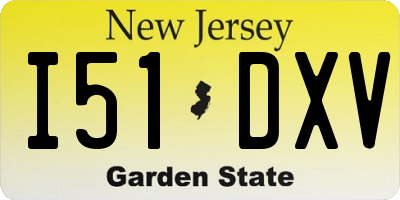 NJ license plate I51DXV