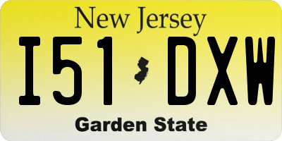NJ license plate I51DXW