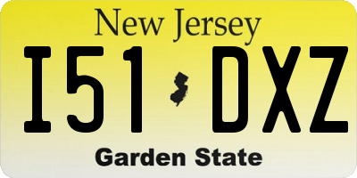 NJ license plate I51DXZ