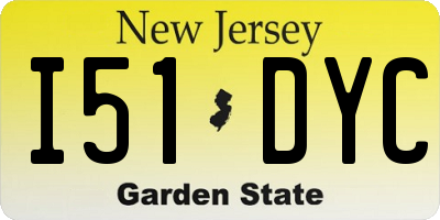 NJ license plate I51DYC