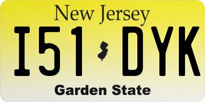 NJ license plate I51DYK