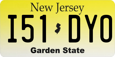 NJ license plate I51DYO