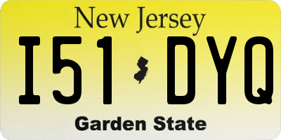 NJ license plate I51DYQ