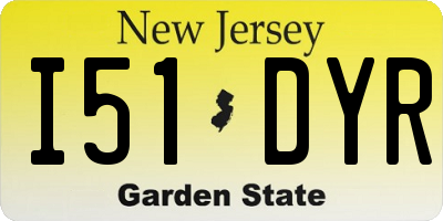 NJ license plate I51DYR