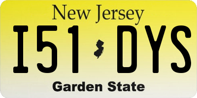 NJ license plate I51DYS