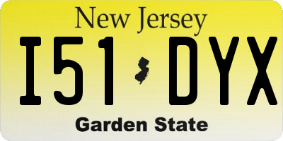 NJ license plate I51DYX