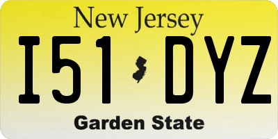 NJ license plate I51DYZ