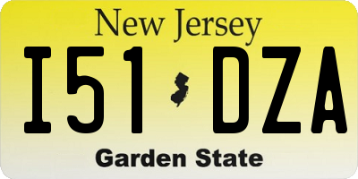 NJ license plate I51DZA
