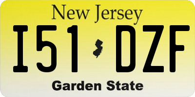 NJ license plate I51DZF