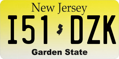 NJ license plate I51DZK
