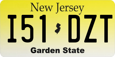 NJ license plate I51DZT