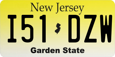 NJ license plate I51DZW