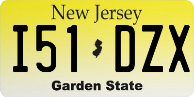 NJ license plate I51DZX