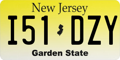 NJ license plate I51DZY