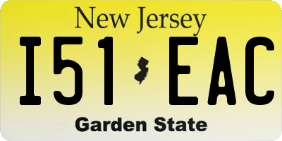 NJ license plate I51EAC