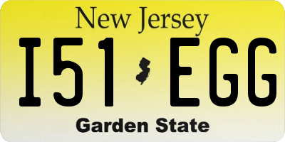 NJ license plate I51EGG