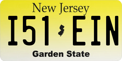 NJ license plate I51EIN